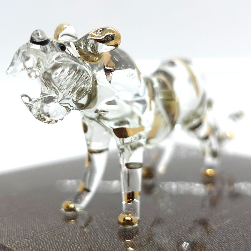 Sansukjai Tiger Miniature Figurines Hand Blown Glass Art Animals Collectible Gift Home DÃ©cor (Clear Gold) - Image 3